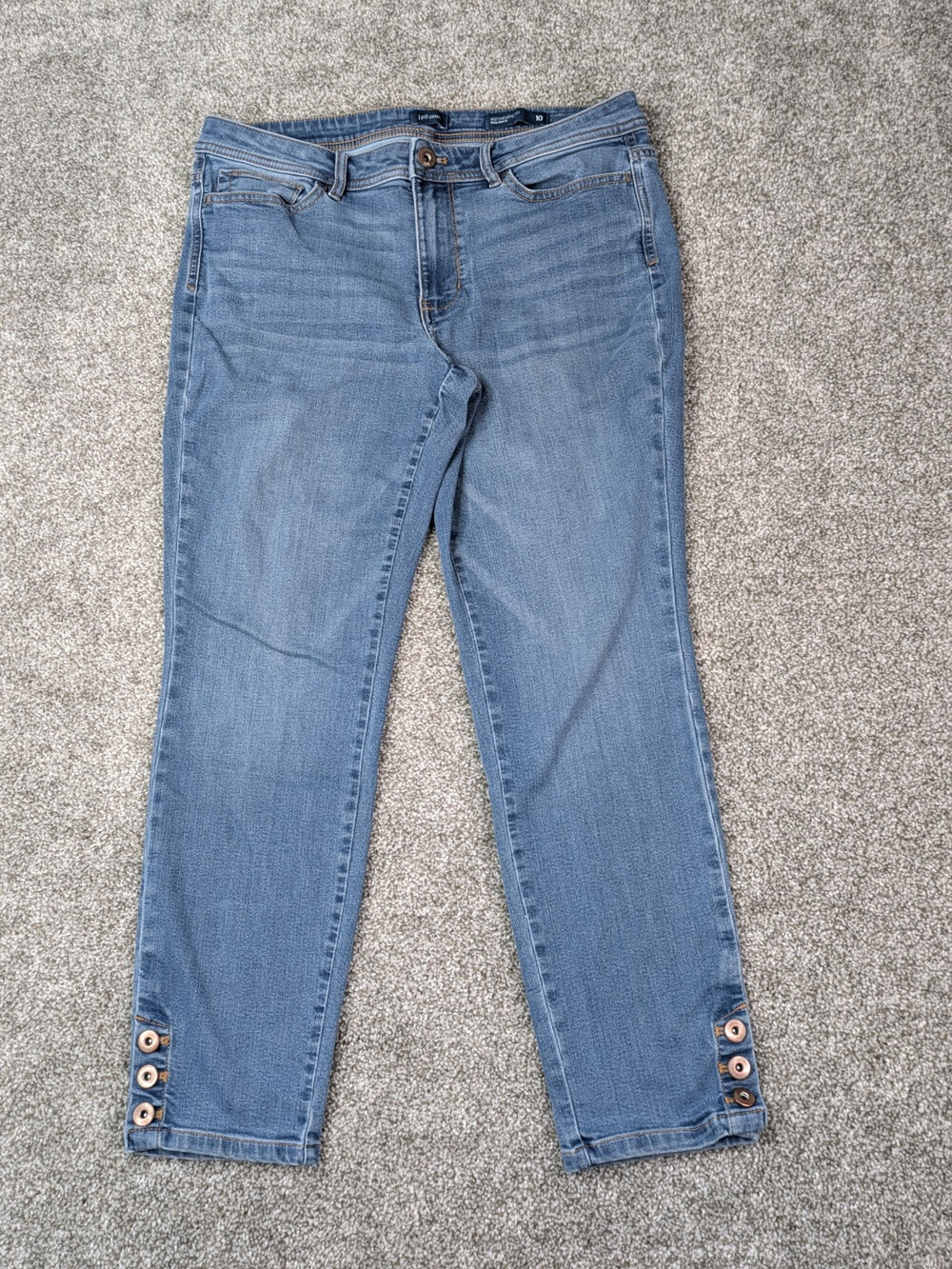 J Jill Jeans Womens 10 Blue Denim Slim Ankle Preppy Mom Casual Comfort Cropped